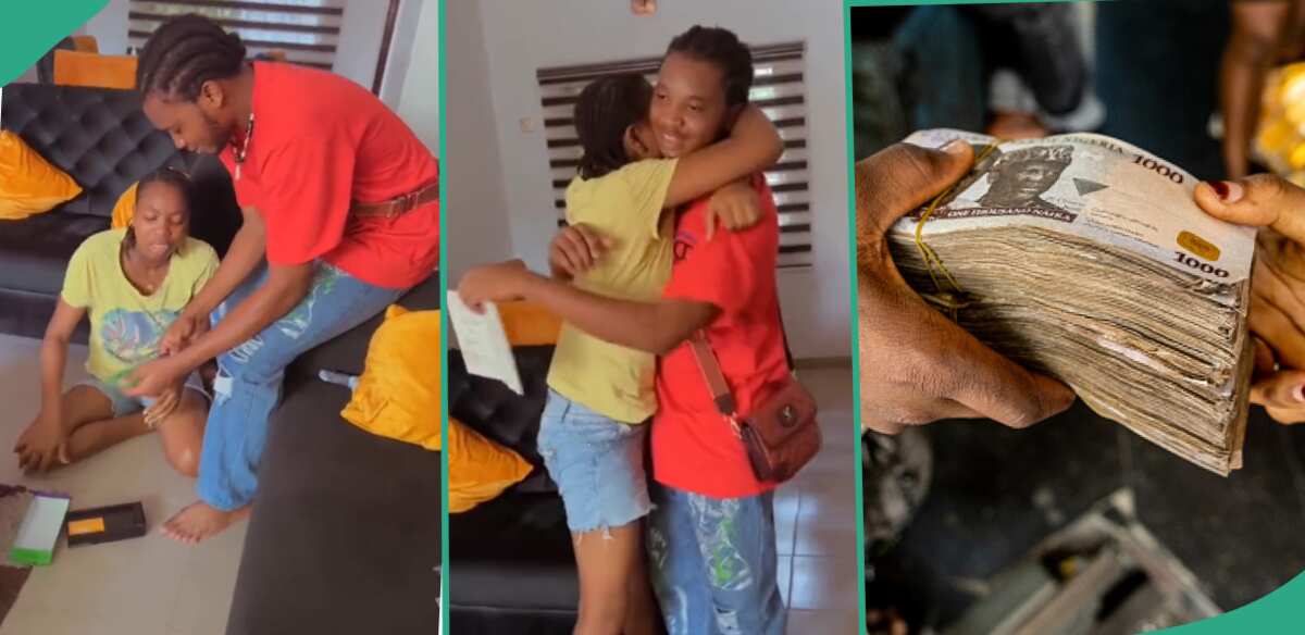 “Brotherly Love is Sweet”: Lady Sheds Tears of Joy as Her Brother Gives Her N500k, Infinix Phone [Video]
