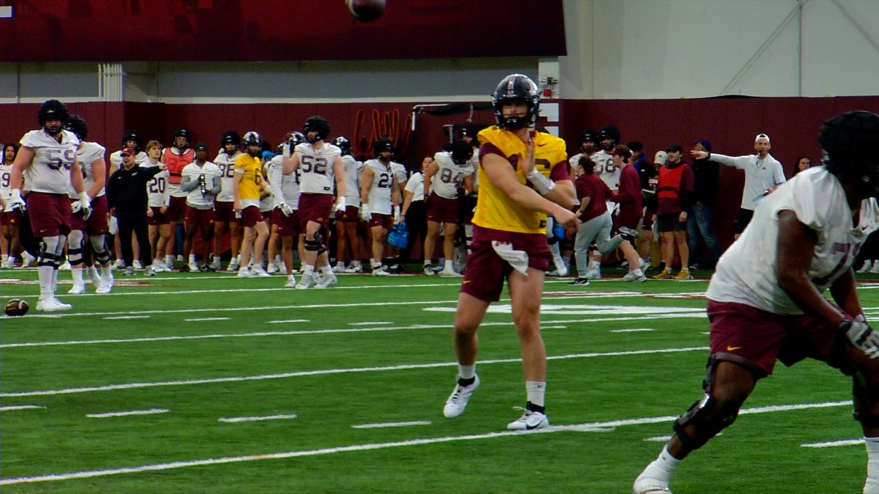 Watch highlights from Gophers football spring practice [Video]