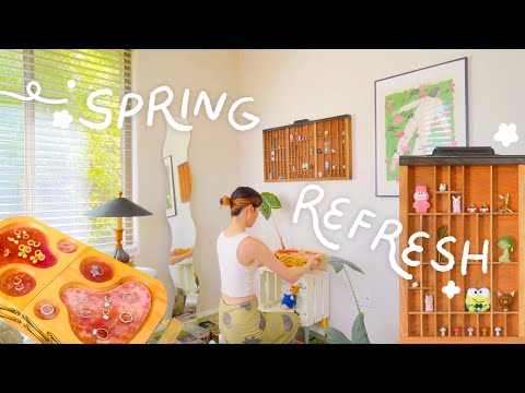 Spring Reset 🌱 cleaning bedroom, DIY thrifted decor, self care, decluttering clothes [Video]