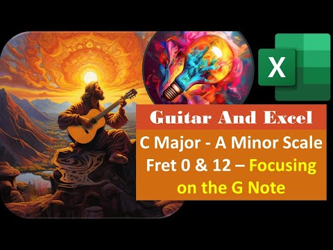 C Major – A Minor Scale Fret 0 & 12 Focusing on the G Note 2500 Guitar & Excel [Video]