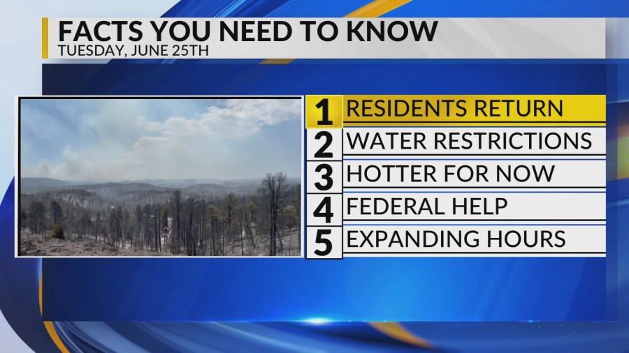 Residents return, Water restrictions, Warmer temperatures, Federal help, Expanding hours [Video]