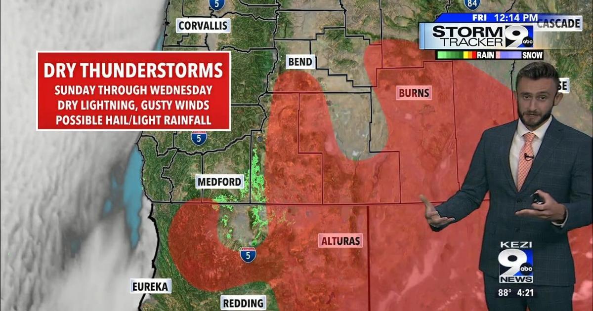 Dry thunderstorm threat starting Sunday, sunny and 90s for Willamette Valley | Video