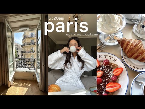 my PARIS morning routine ☕ hair & makeup grwm, Luxembourg Gardens, cafe de flore, Champs Elysees, [Video]