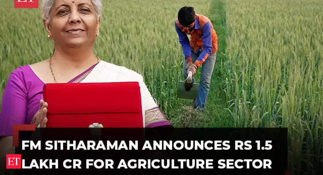 Nirmala Sitharaman: Budget 2024: FM Sitharaman announces Rs 1.5 lakh cr for agriculture and allied sector – The Economic Times Video