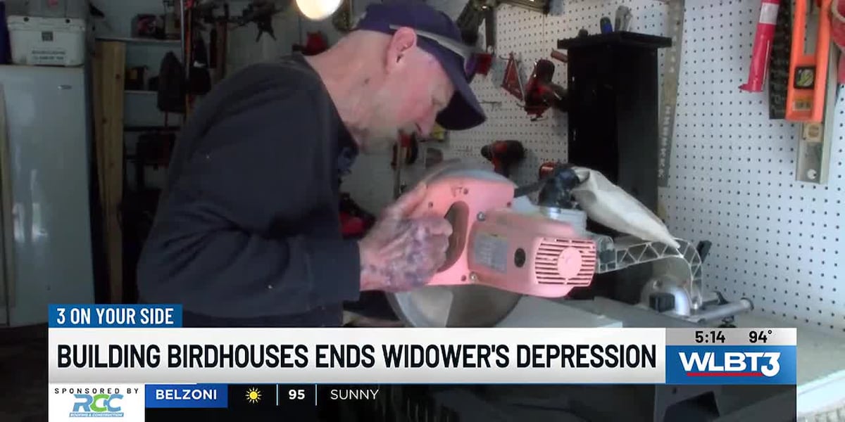 Widower builds birdhouses to battle depression [Video]