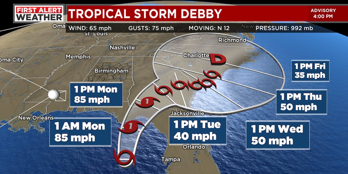 First Alert Weather: Seasonably hot weather in AL; Debby to become hurricane tonight [Video]