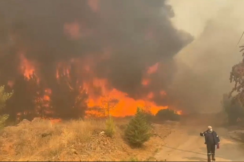 Harrowing videos show massive wildfire in Greece as residents evacuate (Video)