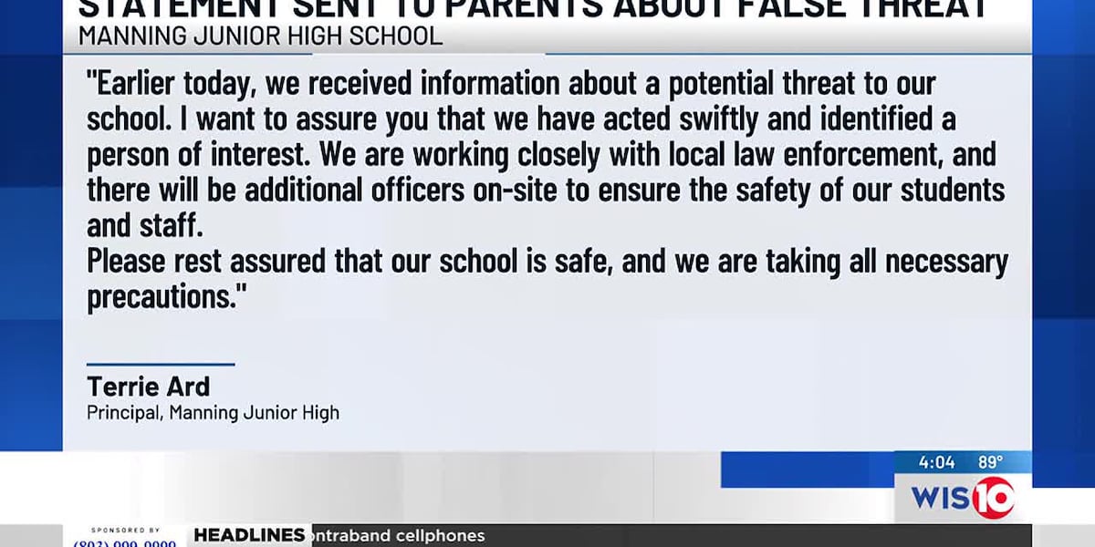 Clarendon County Sheriff confirms false school shooting threat at Manning Junior High [Video]