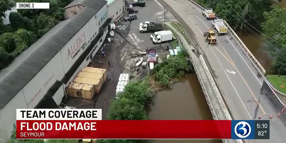 Roads washed out by flooding in Seymour [Video]