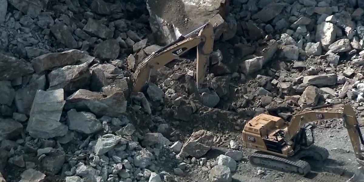 Excavator buried in quarry rock wall collapse [Video]