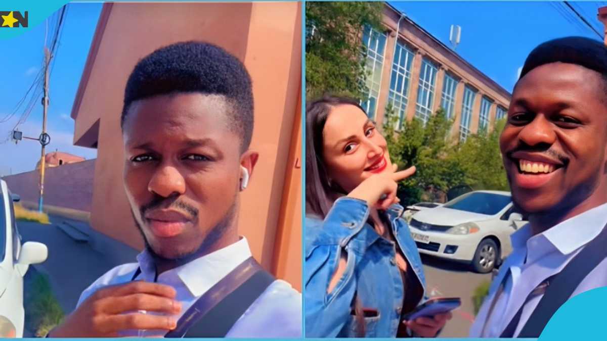 Ghanaian Man Rejoices As He Relocates To Armenia, Vibes With Pretty Obroni Lady: “I Am Happy I Came” [Video]