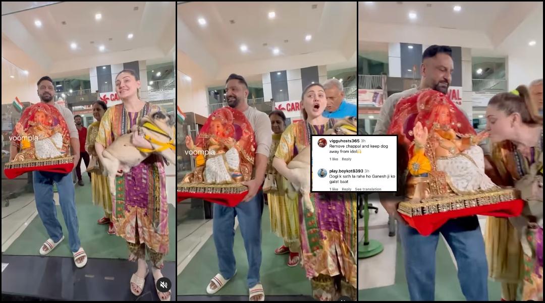 ‘Remove your slippers’: Netizens school Shefali Jariwala and her husband Parag Tyagi for holding lord Ganesha’s idol despite wearing footwear [Video]