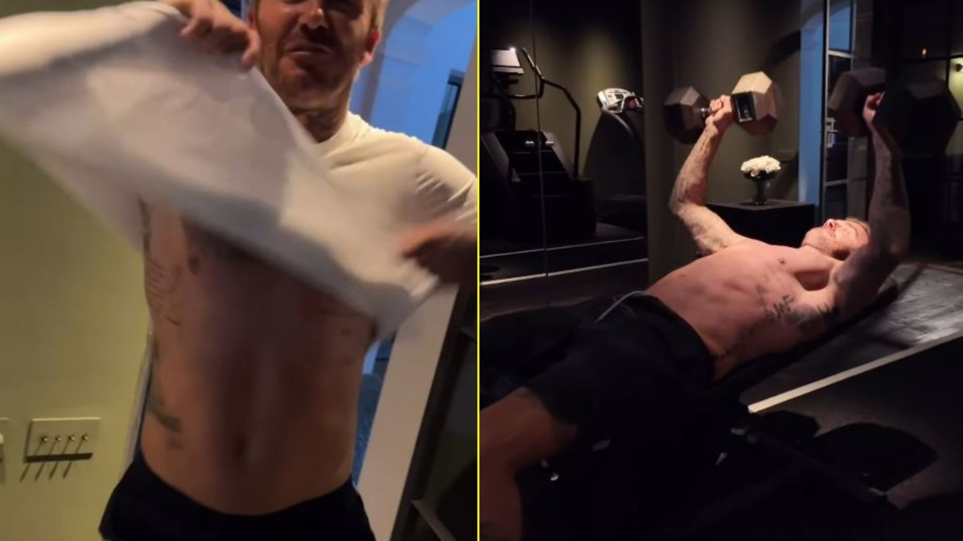 David Beckham gets cheeky comment from son Romeo after showing off ripped physique in morning workout [Video]