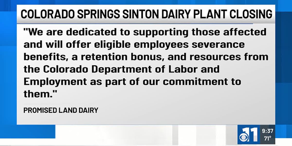 Sinton Dairy closing in Colorado Springs, dozens informed they were losing their jobs recently [Video]