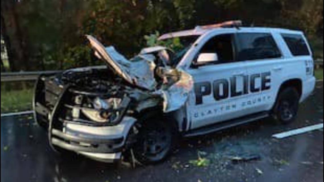 Helene brings tree down in front of Clayton County Police officer [Video]