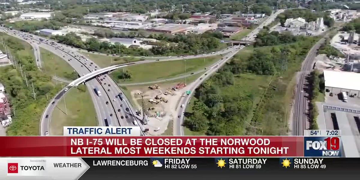 NB I-75 will be closed at the Norwood Lateral most weekends starting Friday night [Video]