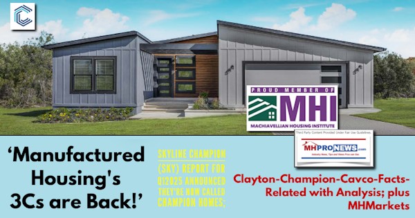 Manufactured Housing’s 3Cs are Back! Skyline Champion (SKY) Report for Q12025 Announced they are now called Champion Homes; Clayton-Champion-Cavco-Facts-Related with Analysis; plus MHMarkets [Video]