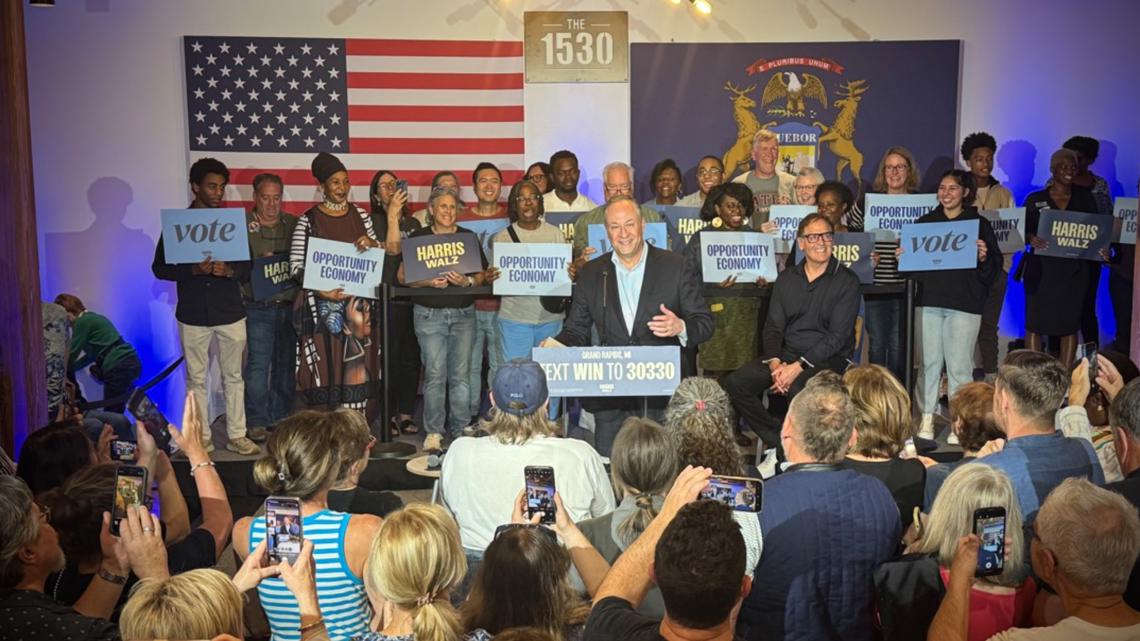 Doug Emhoff, Mark Cuban campaign for VP Harris in Grand Rapids [Video]