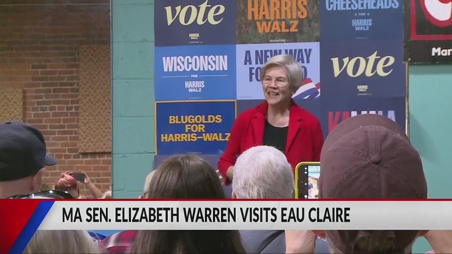 Senator Elizabeth Warren stops in Eau Claire urging voter to get out the vote [Video]