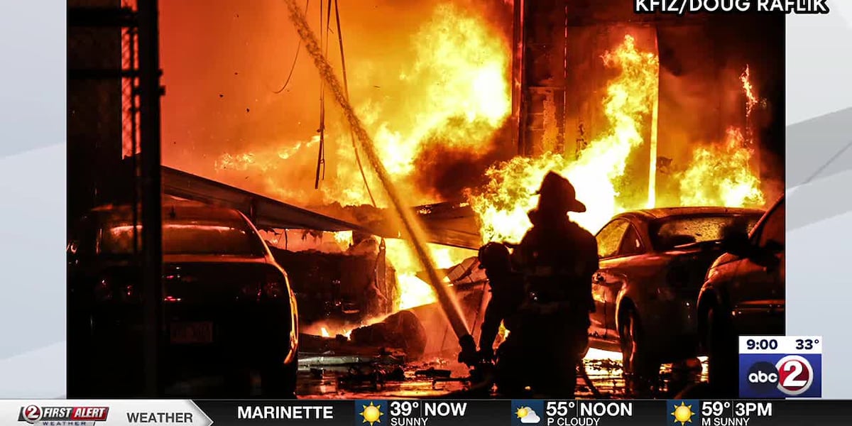 Auto shop destroyed by fire [Video]