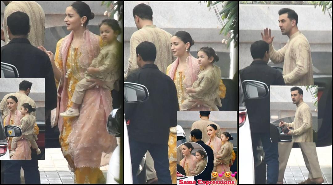 ‘She’s irritated with paps’: Raha’s frowny face steals spotlight as she clings to her mom Alia Bhatt; twins with dad [Video]