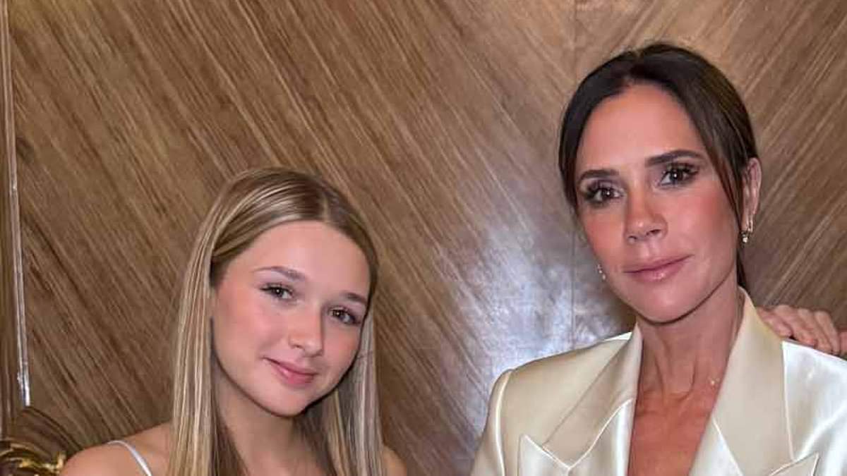 Harper Beckham, 13, leaves mum Victoria emotional as she battles nerves to give a moving speech at the Harper