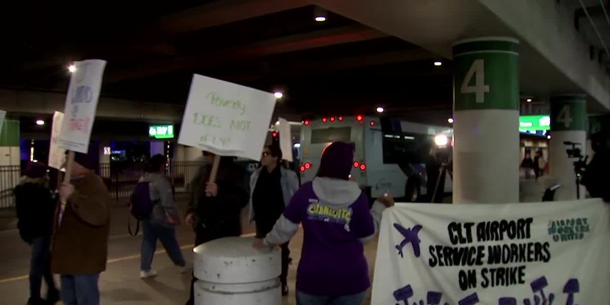 Charlotte airport workers strike at outset of busy Thanksgiving travel week [Video]