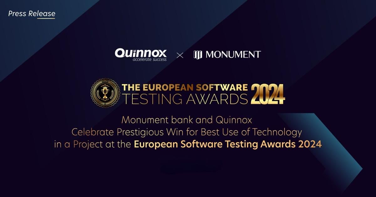 Monument bank and Quinnox Celebrate Prestigious Win for Best Use of Technology in a Project at 2024 The European Software Testing Awards (TESTA) | PR Newswire [Video]